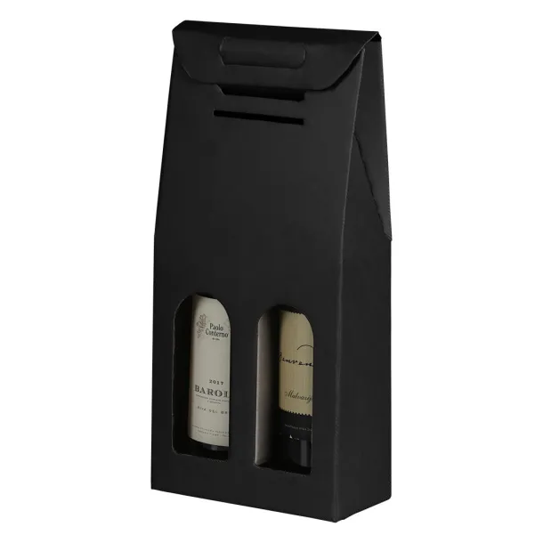 BOTTLE DUO  Three-layer self-assembling gift box for two bottles Black