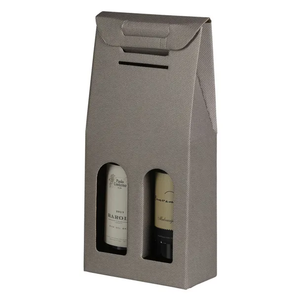 BOTTLE DUO  Three-layer self-assembling gift box for two bottles Gray