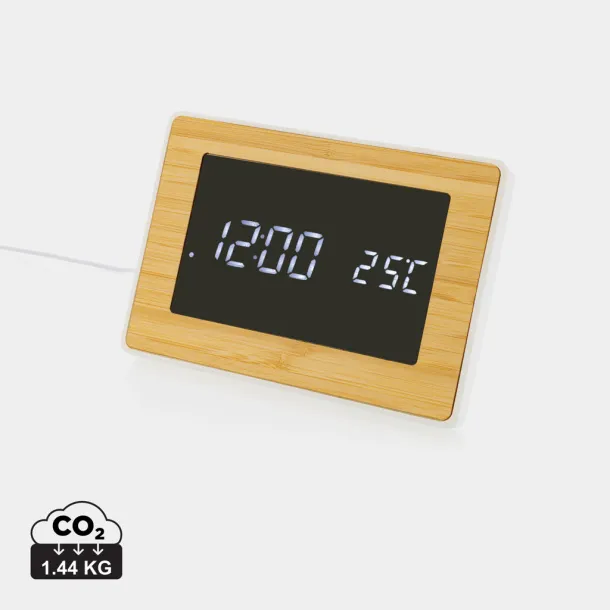  Utah RCS recycled plastic and FSC bamboo LED clock - XD Collection Brown 