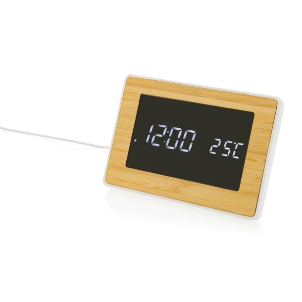  Utah RCS recycled plastic and FSC bamboo LED clock - XD Collection Brown 