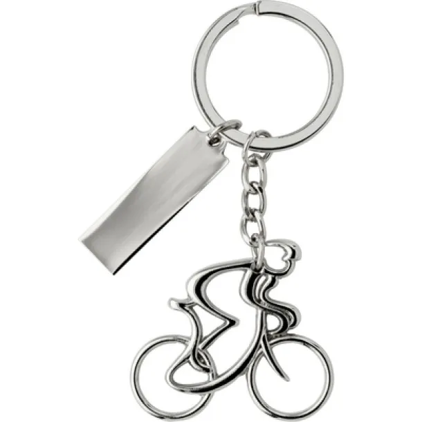  Keyring "cyclist with bicycle" silver