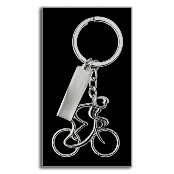  Keyring "cyclist with bicycle" silver