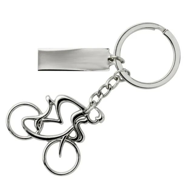  Keyring "cyclist with bicycle" silver