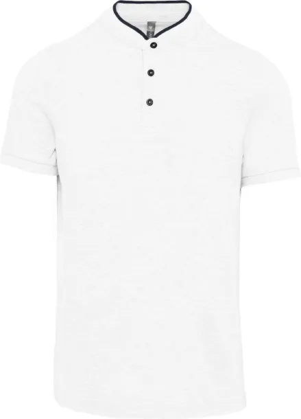  MEN'S SHORT SLEEVE POLO SHIRT WITH MANDARIN COLLAR - Kariban White Navy