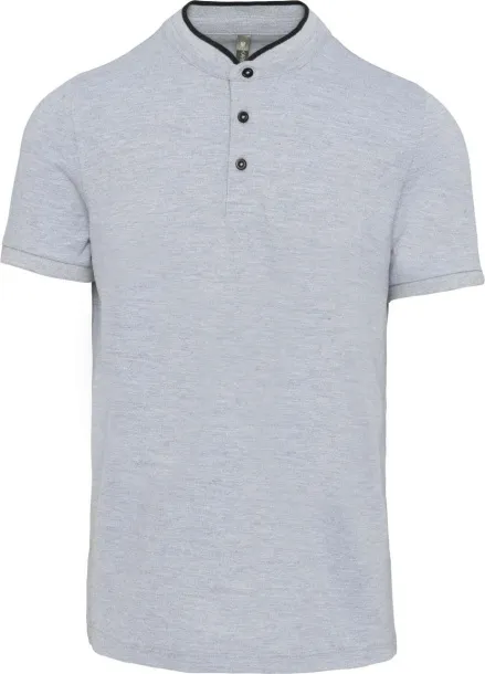  MEN'S SHORT SLEEVE POLO SHIRT WITH MANDARIN COLLAR - Kariban Oxford Grey Black