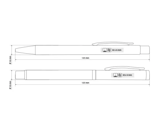 INK Metal ball pen and roller pen set Gray