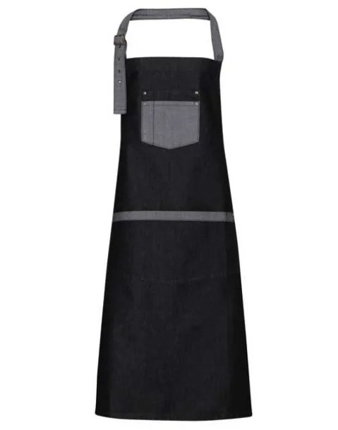  'DOMAIN' CONTRAST DENIM BIB APRON - Premier Black Denim