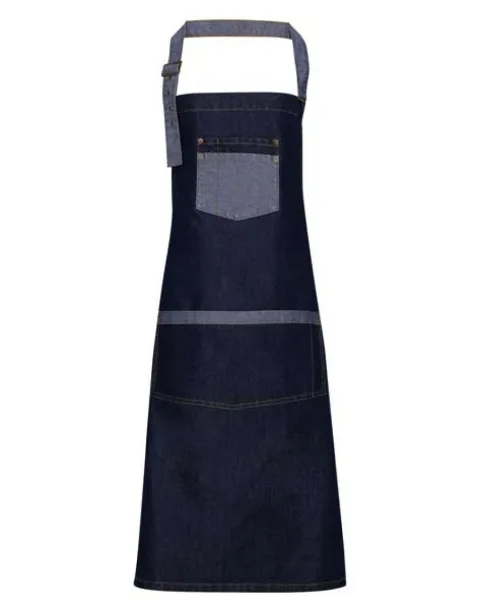  'DOMAIN' CONTRAST DENIM BIB APRON - Premier Indigo Denim