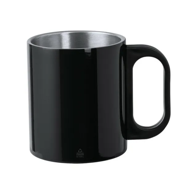  Recycled stainless steel mug 300 ml Crna