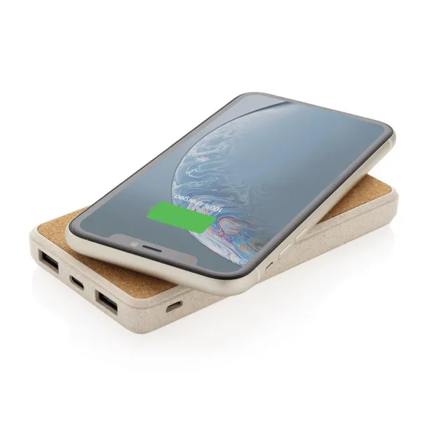  Cork and Wheat 8.000 mAh 5W wireless powerbank - XD Collection Brown 