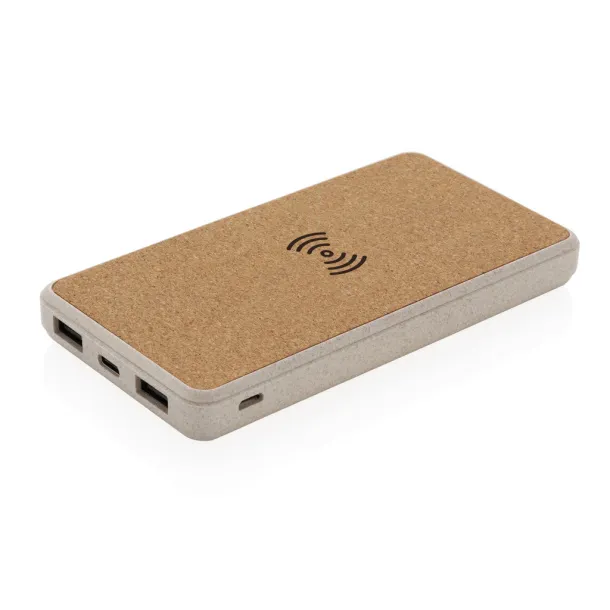  Cork and Wheat 8.000 mAh 5W wireless powerbank - XD Collection Brown 