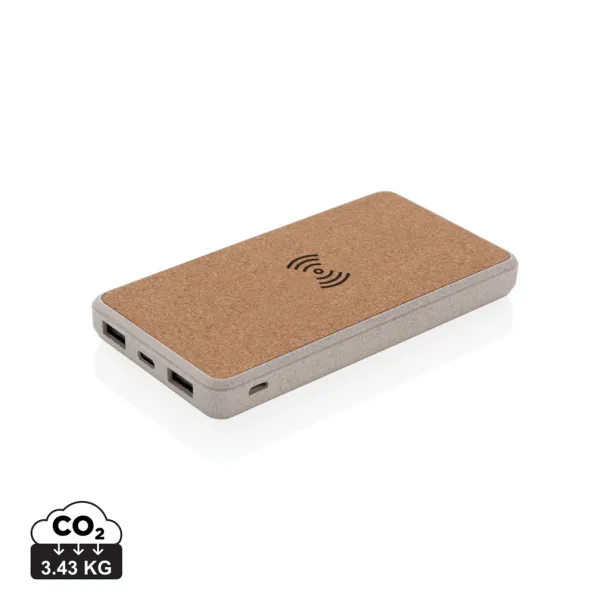  Cork and Wheat 8.000 mAh 5W wireless powerbank - XD Collection Brown 