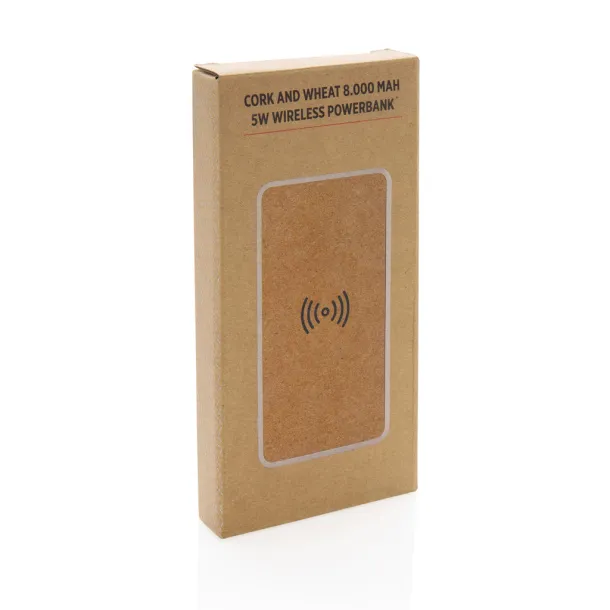  Cork and Wheat 8.000 mAh 5W wireless powerbank - XD Collection Brown 