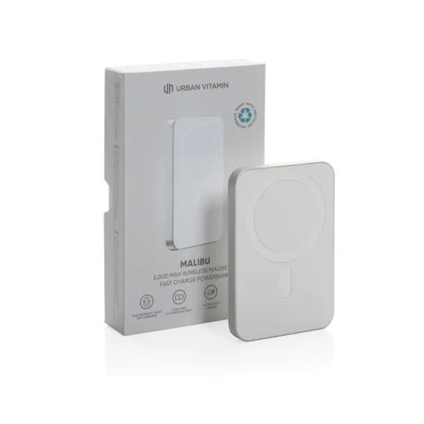  Urban Vitamin Malibu prijenosna baterija od RCS plastike/aluminija, 5 000 mAh - Urban Vitamin Srebrna