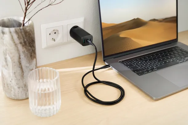  Ultra brzi USB zidni punjač s 3 ulaza Philips 65 W - Philips Crna 