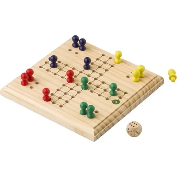  Wooden ludo game brown