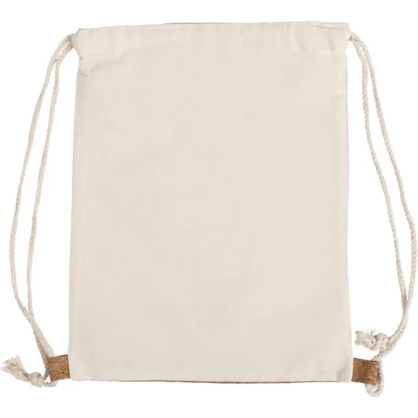  Cotton drawstring bag with cork element beige