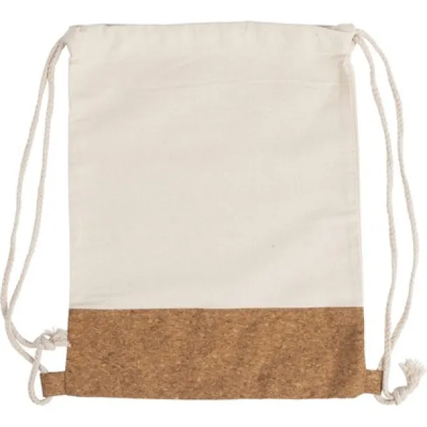  Cotton drawstring bag with cork element beige