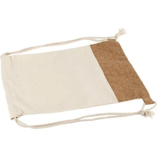  Cotton drawstring bag with cork element beige