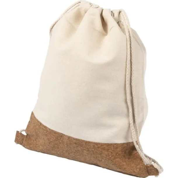  Cotton drawstring bag with cork element beige