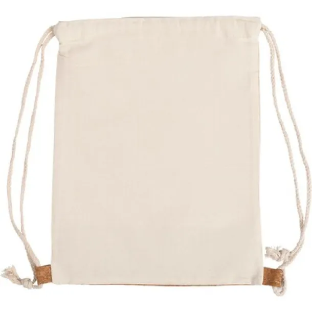  Cotton drawstring bag with cork element beige