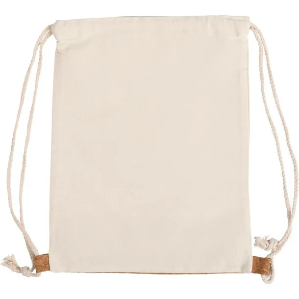  Cotton drawstring bag with cork element beige