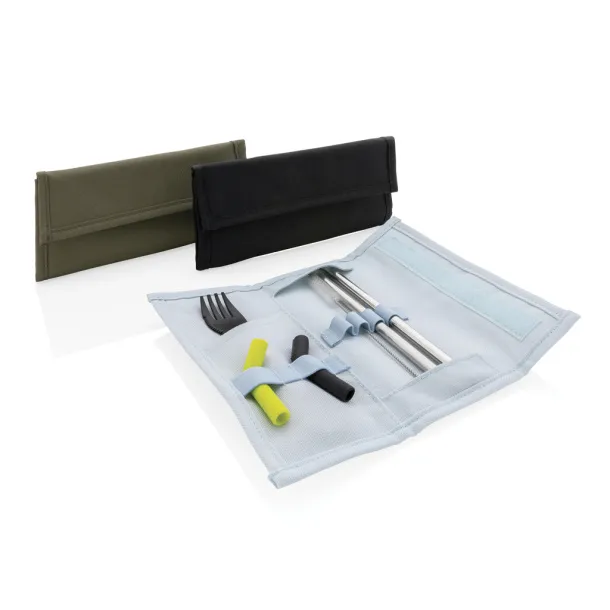  Tierra 2pcs straw and cutlery set in pouch - XD Collection Black 