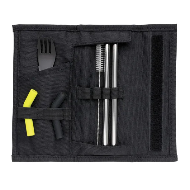  Tierra 2pcs straw and cutlery set in pouch - XD Collection Black 