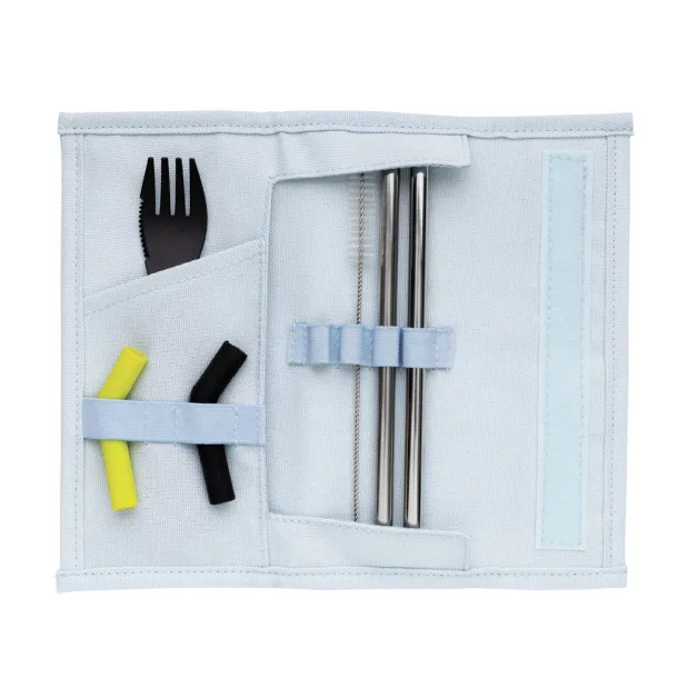  Tierra 2pcs straw and cutlery set in pouch - XD Collection Ligh blue 