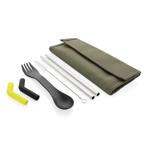  Tierra 2pcs straw and cutlery set in pouch - XD Collection Green 