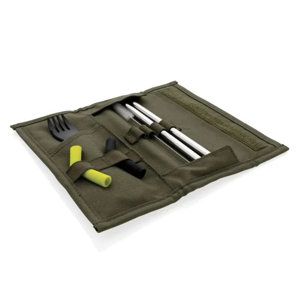  Tierra 2pcs straw and cutlery set in pouch - XD Collection Green 