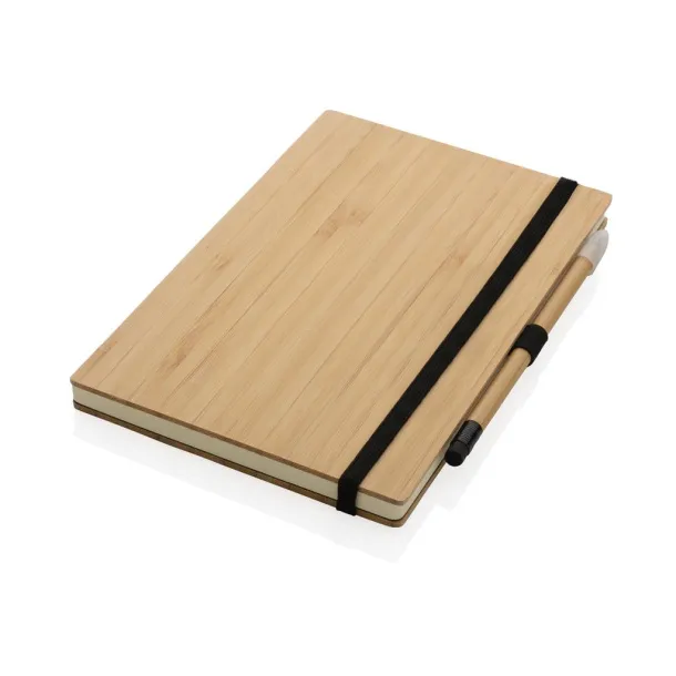  FSC® bamboo notebook and infinity pencil set - XD Collection Brown 