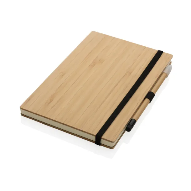  FSC® bamboo notebook and infinity pencil set - XD Collection Brown 