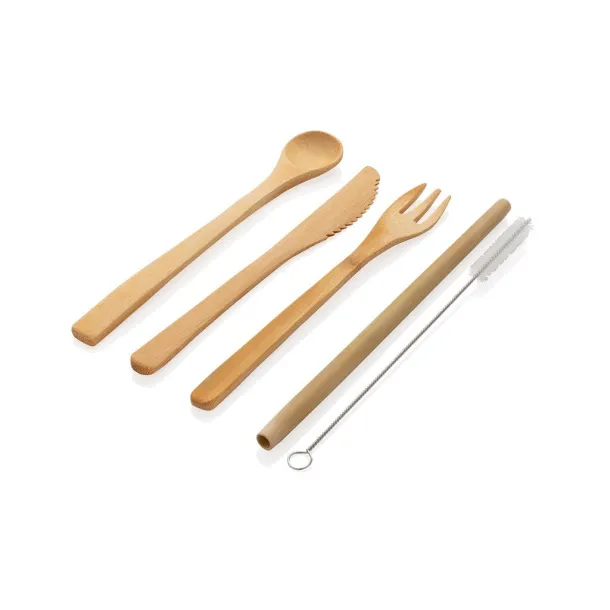  Reusable bamboo travel cutlery set - XD Collection White 