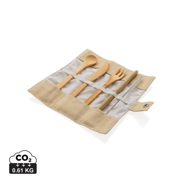  Reusable bamboo travel cutlery set - XD Collection White 