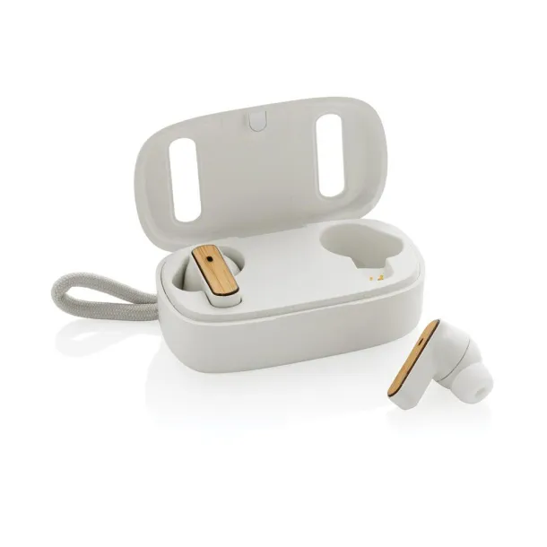  RCS recycled plastic & FSC® bamboo TWS earbuds - XD Collection White 