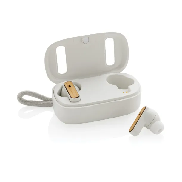  RCS recycled plastic & FSC® bamboo TWS earbuds - XD Collection White 