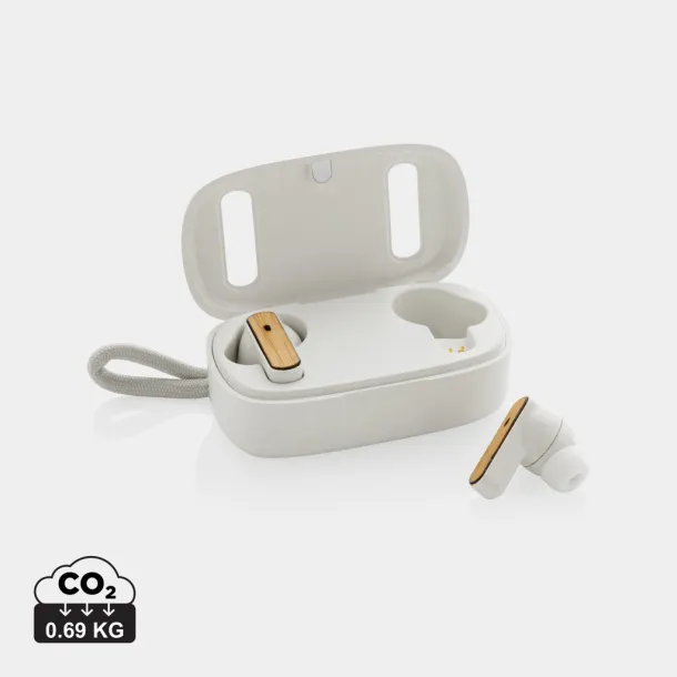  RCS recycled plastic & FSC® bamboo TWS earbuds - XD Collection White 