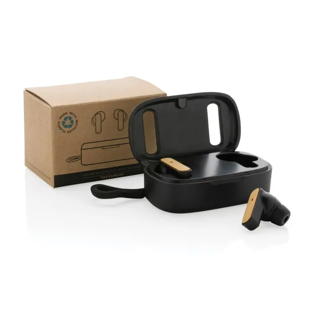  RCS recycled plastic & FSC® bamboo TWS earbuds - XD Collection Black 