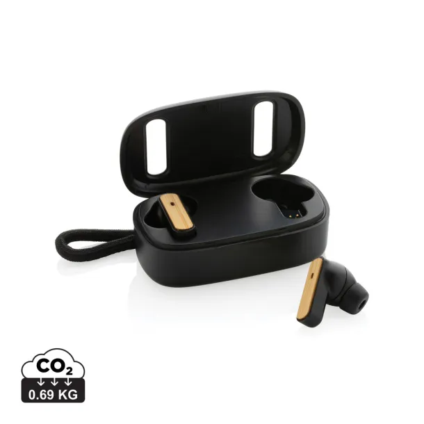  RCS recycled plastic & FSC® bamboo TWS earbuds - XD Collection Black 