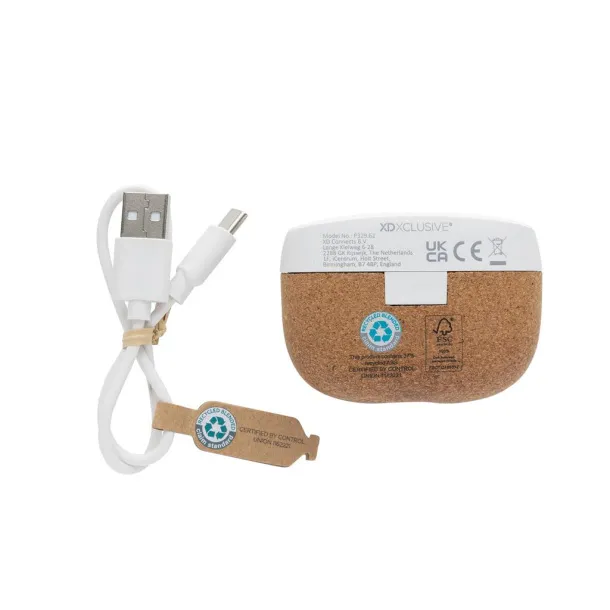  Oregon RCS recycled plastic and cork TWS earbuds - XD Xclusive Brown 