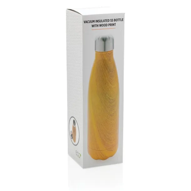  Termosica od nehrđajućeg čelika s uzorkom drva, 500 ml - XD Collection Žuta