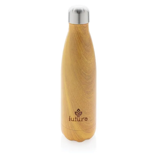  Vacuum insulated ss bottle with wood print - XD Collection Yellow 