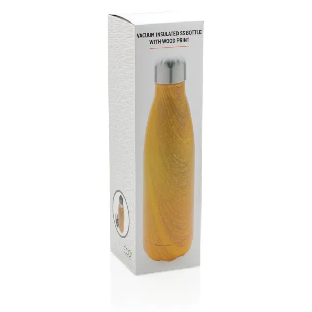  Termosica od nehrđajućeg čelika s uzorkom drva, 500 ml - XD Collection Žuta