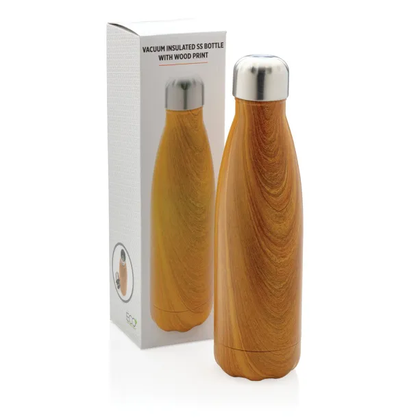  Vacuum insulated ss bottle with wood print - XD Collection Yellow 