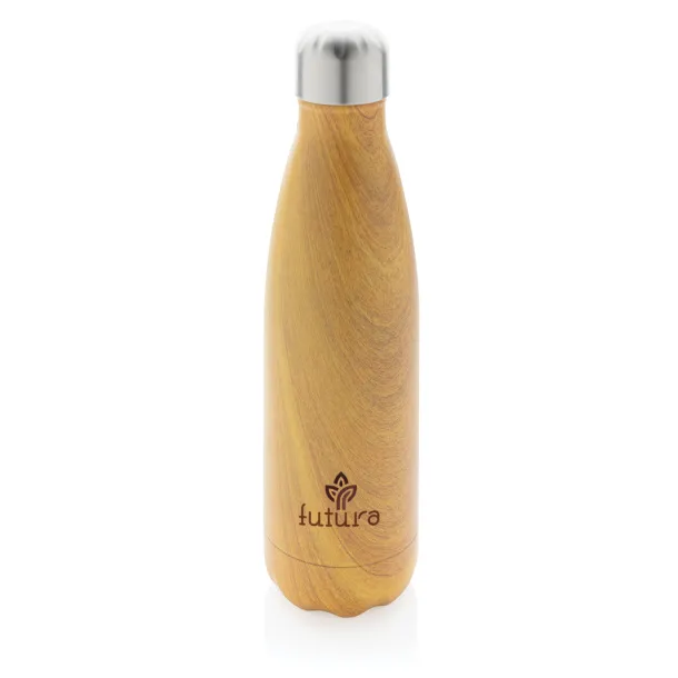  Termosica od nehrđajućeg čelika s uzorkom drva, 500 ml - XD Collection Žuta