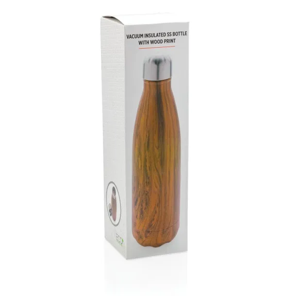  Vacuum insulated ss bottle with wood print - XD Collection Brown 