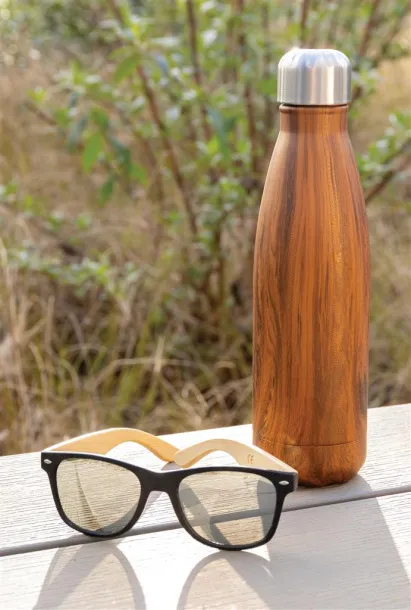  Vacuum insulated ss bottle with wood print - XD Collection Brown 