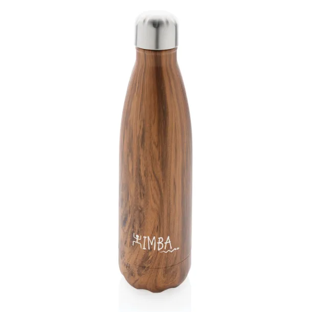  Vacuum insulated ss bottle with wood print - XD Collection Brown 