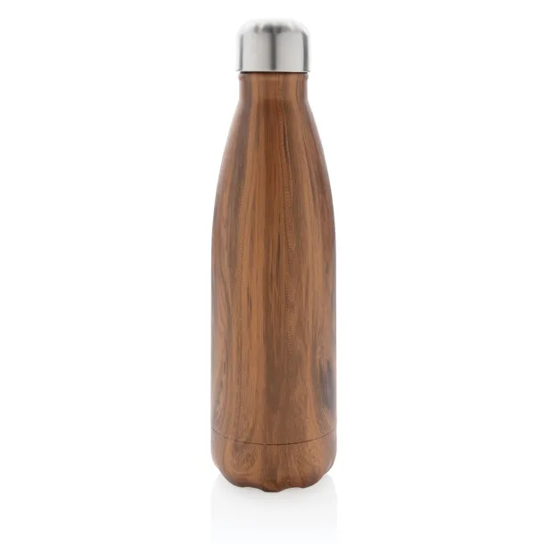  Vacuum insulated ss bottle with wood print - XD Collection Brown 